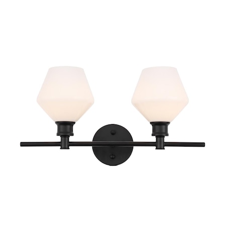 Cling Gene 2 Light Black & Frosted White Glass Wall Sconce CL2957951